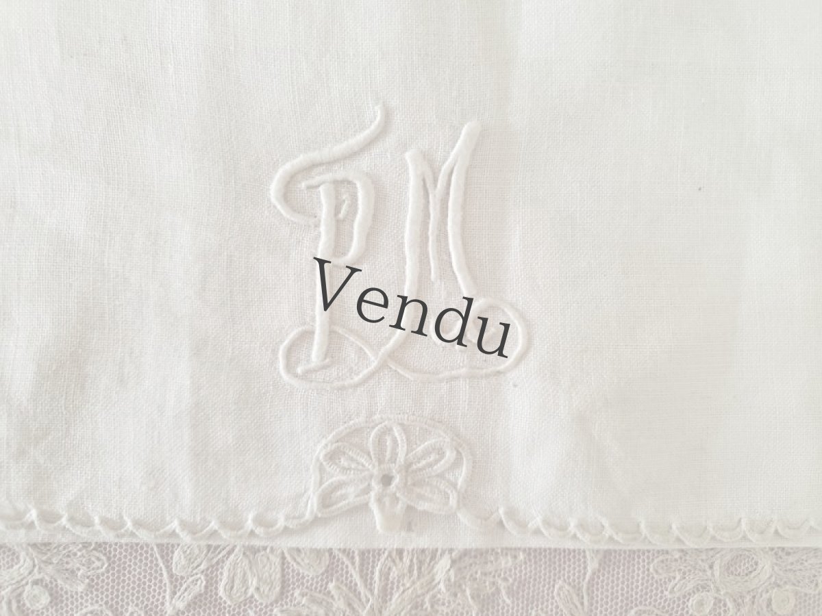 画像2: フランスアンティーク　PMイニシャル刺繍入り カトラリーケース (2)