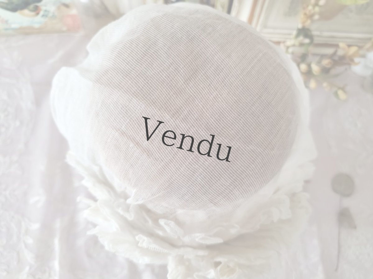 画像6: フランスアンティーク 小さなボネ モスリン (6)