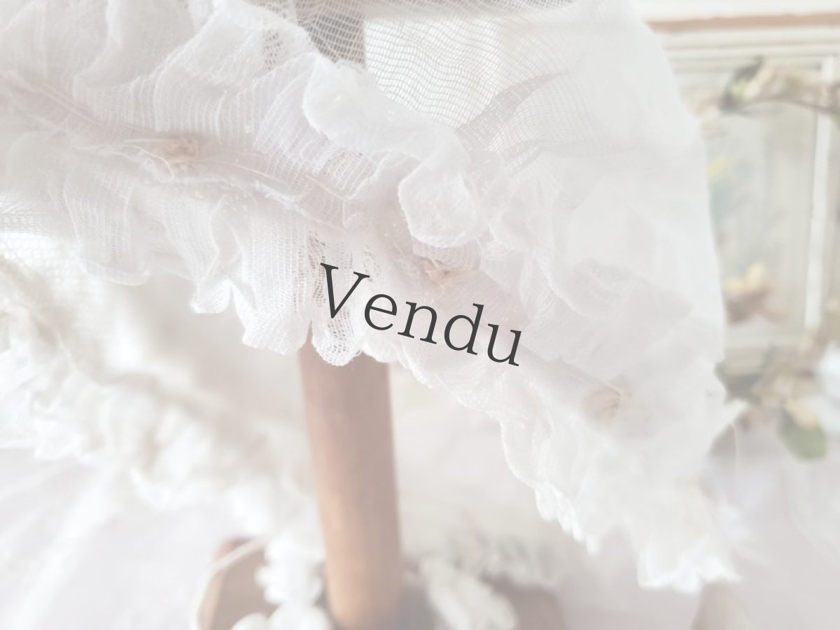 画像8: フランスアンティーク 小さなボネ モスリン (8)