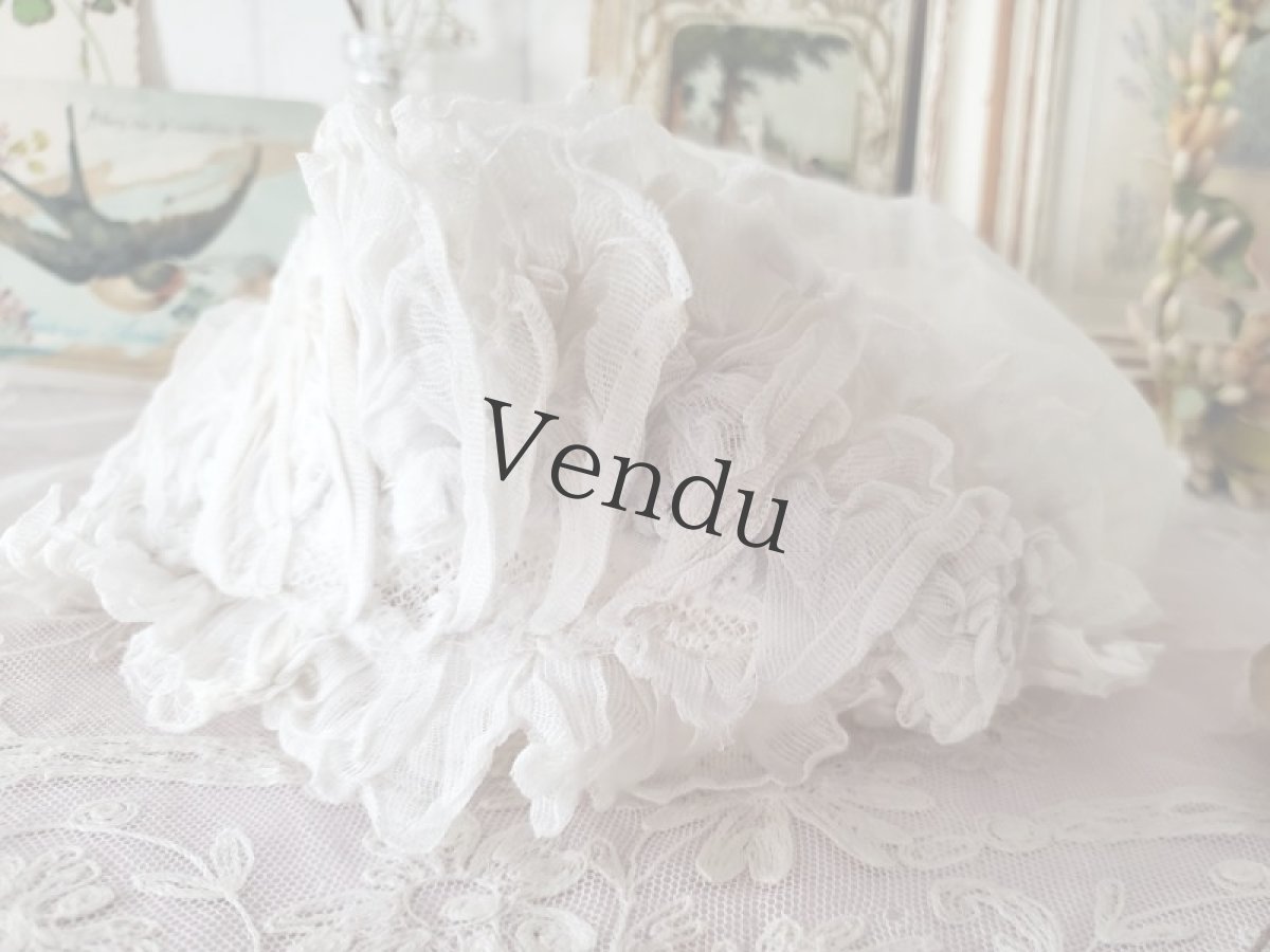 画像9: フランスアンティーク 小さなボネ モスリン (9)