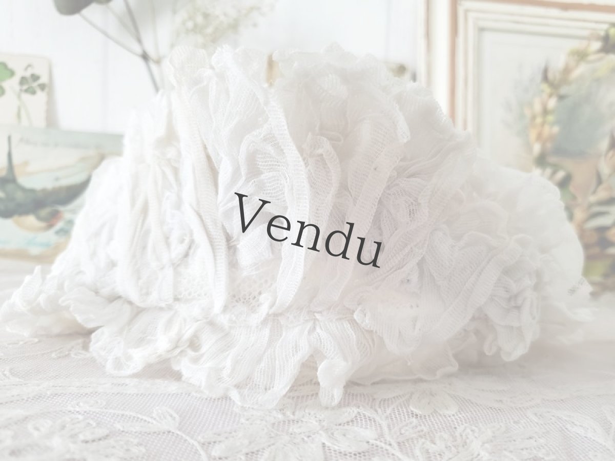 画像10: フランスアンティーク 小さなボネ モスリン (10)