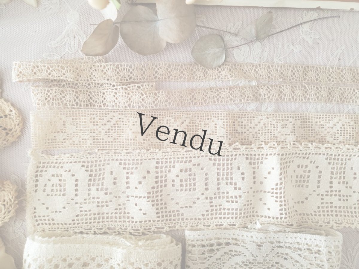 画像5: フランスアンティーク　レースセット 7種類＋ボタン＋糸巻きつき (5)