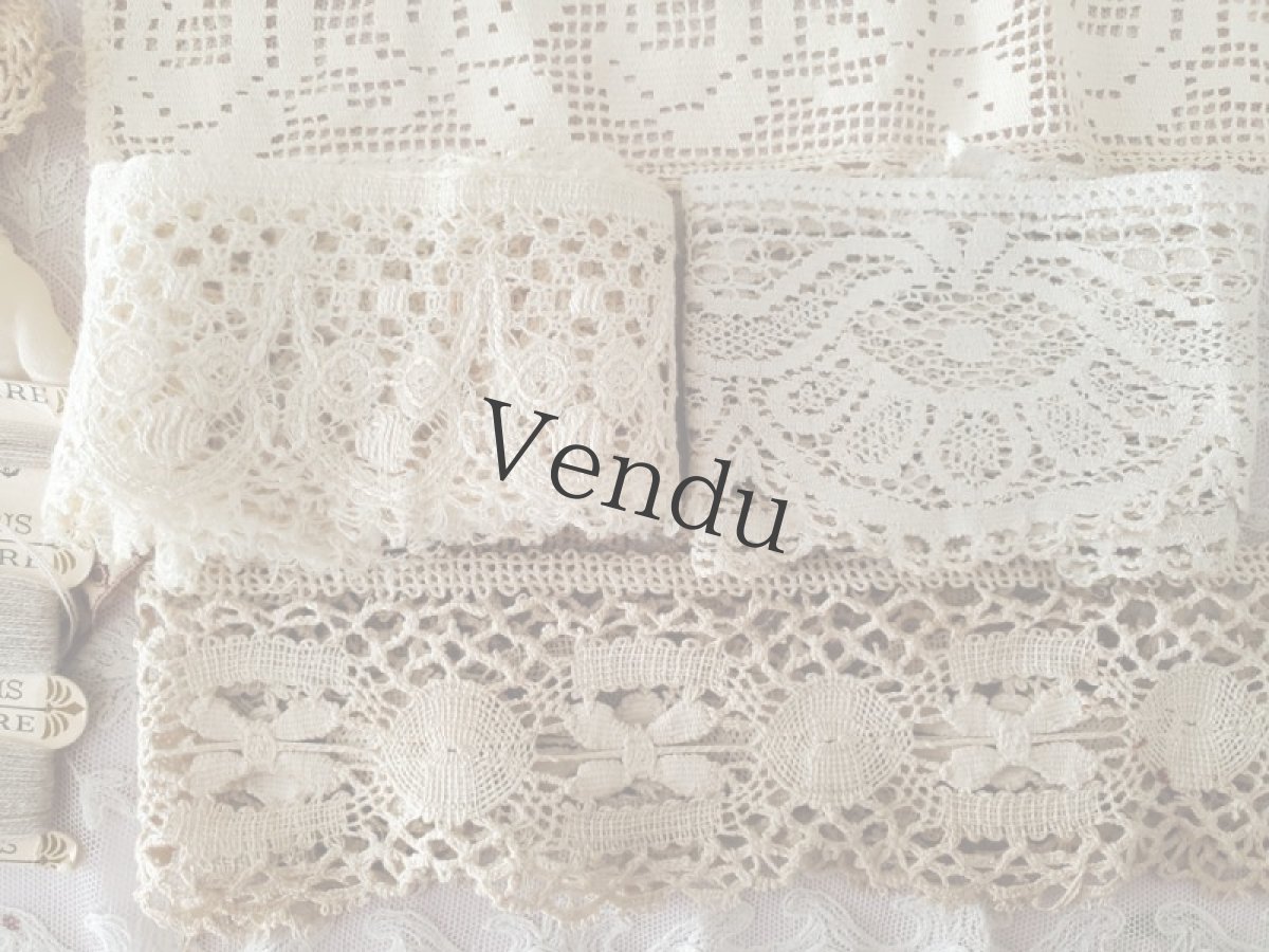 画像6: フランスアンティーク　レースセット 7種類＋ボタン＋糸巻きつき (6)