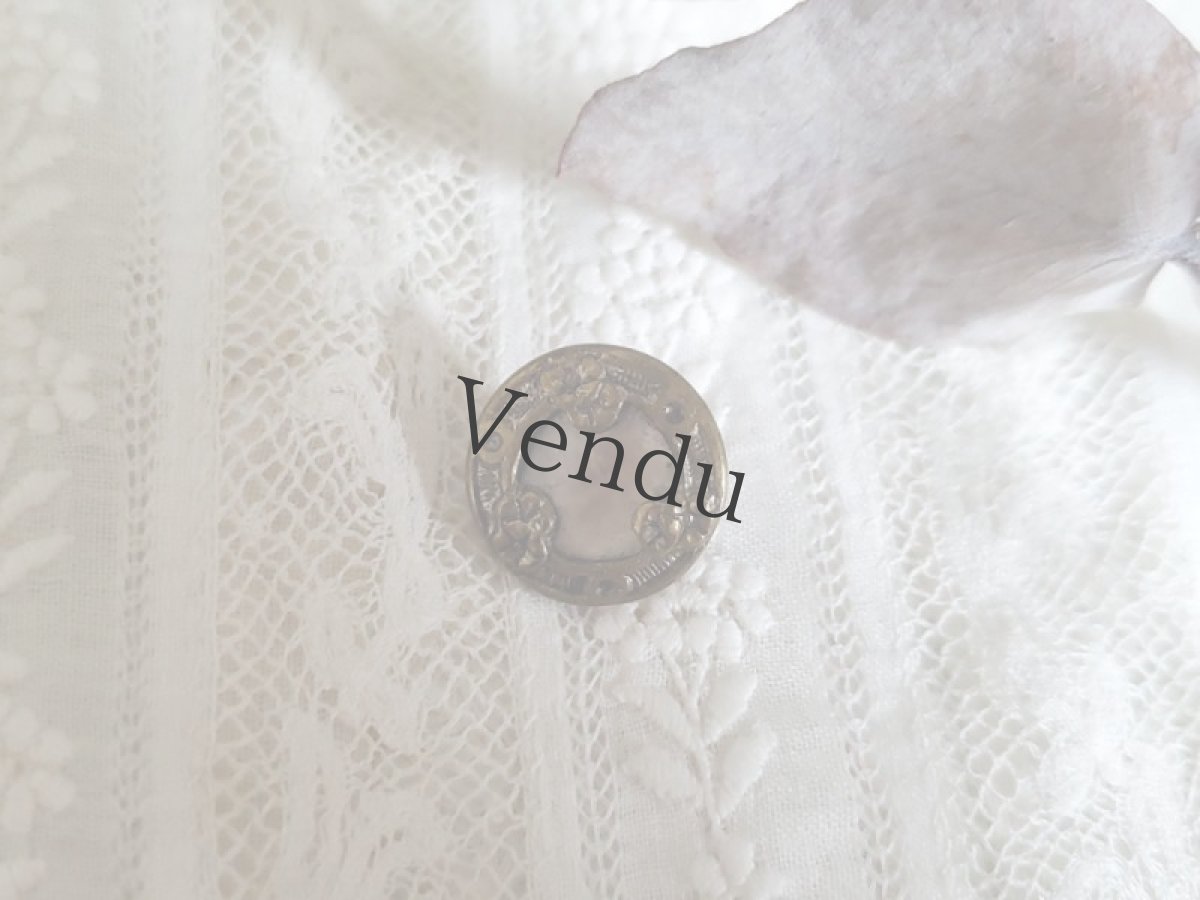 画像3: フランスアンティーク  黒蝶貝装飾ボタン 14mm (3)