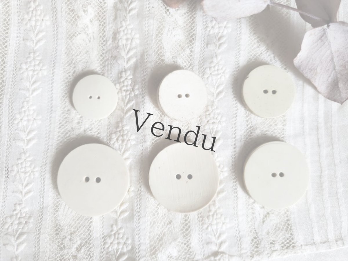 画像3: フランスアンティーク  ガラリットボタンアソート《Blanc》 6個セット 17-27mm (3)