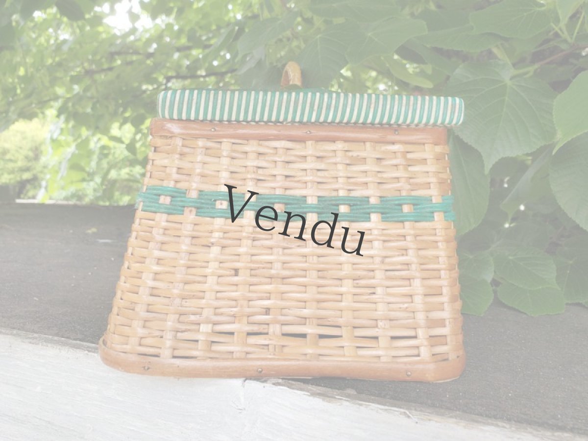 画像9: フランス蚤の市　チェコスロバキア　パニエ型お裁縫箱 (9)