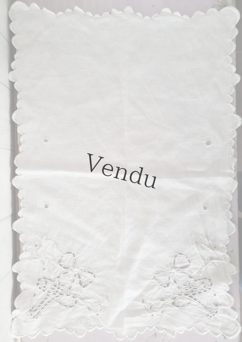 画像4: フランスアンティーク　カットワーク手刺繍のマット　リボンとパニエ (4)