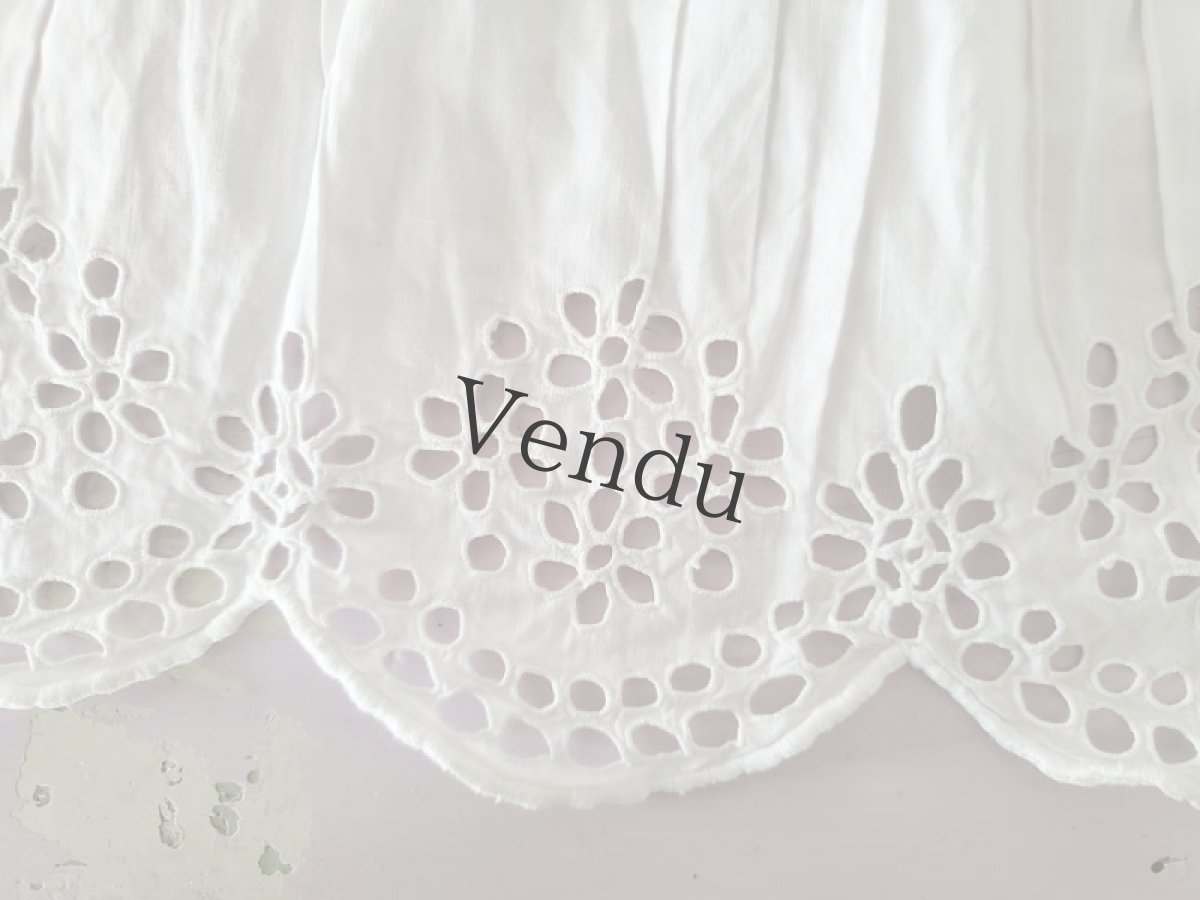 画像4: フランスアンティーク　円状 幅広刺繍スカラップレース86(172)cm (4)