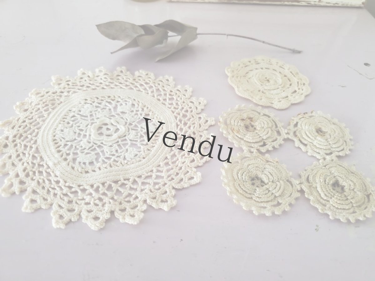 画像5: フランスアンティーク　アイリッシュクロッシェレースモチーフセット (5)