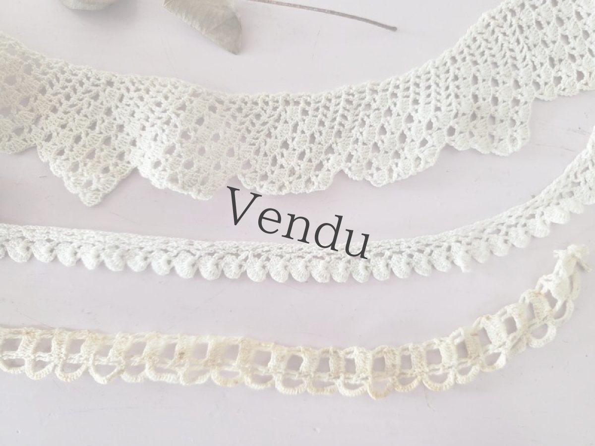 画像3: フランスアンティーク　スカラップレース 3本セット (3)