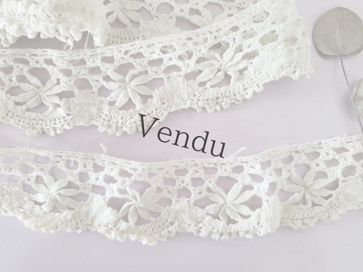 画像2: フランスアンティーク　スカラップレース 200cm (2)