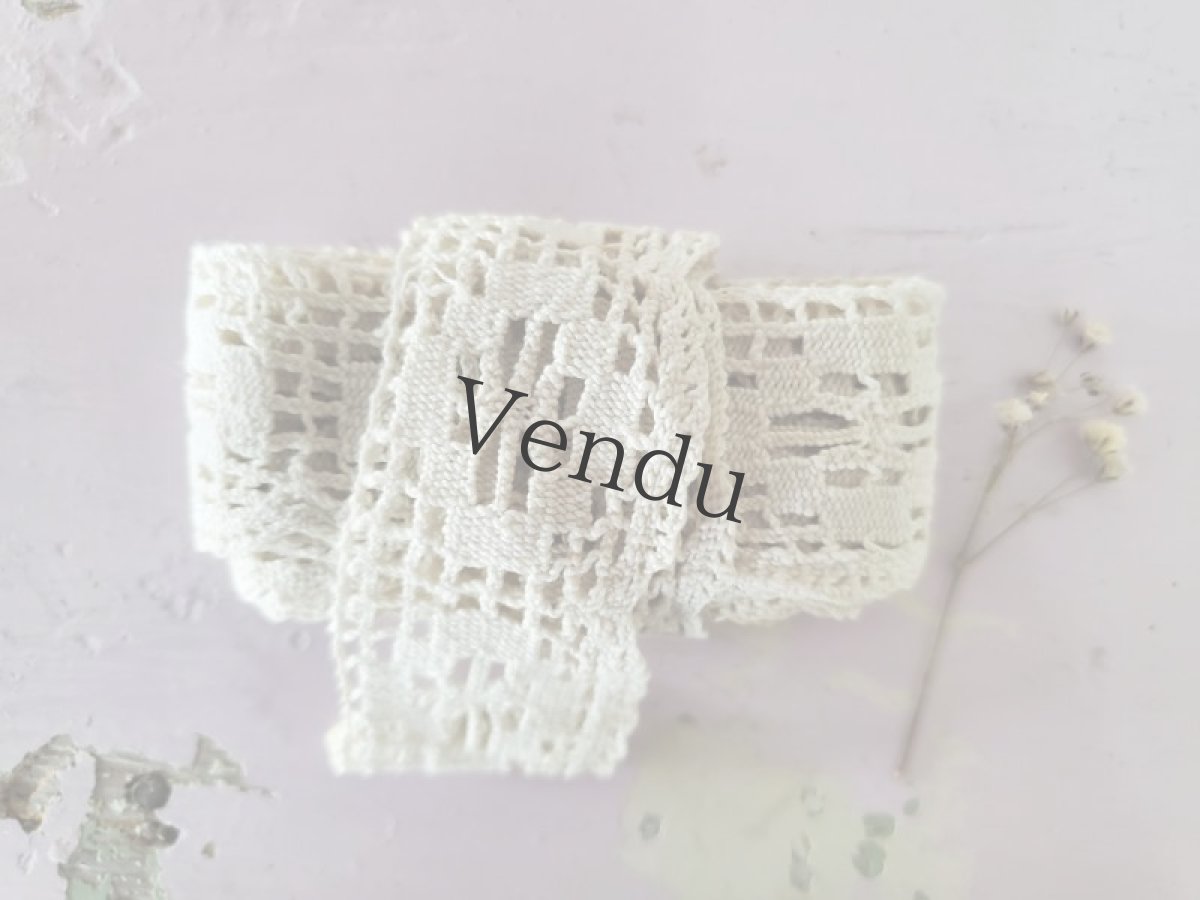 画像3: フランスアンティーク　スカラップフィレレース 169cm (3)