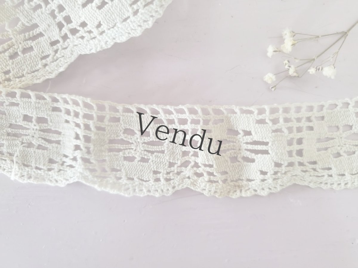 画像2: フランスアンティーク　スカラップフィレレース 169cm (2)