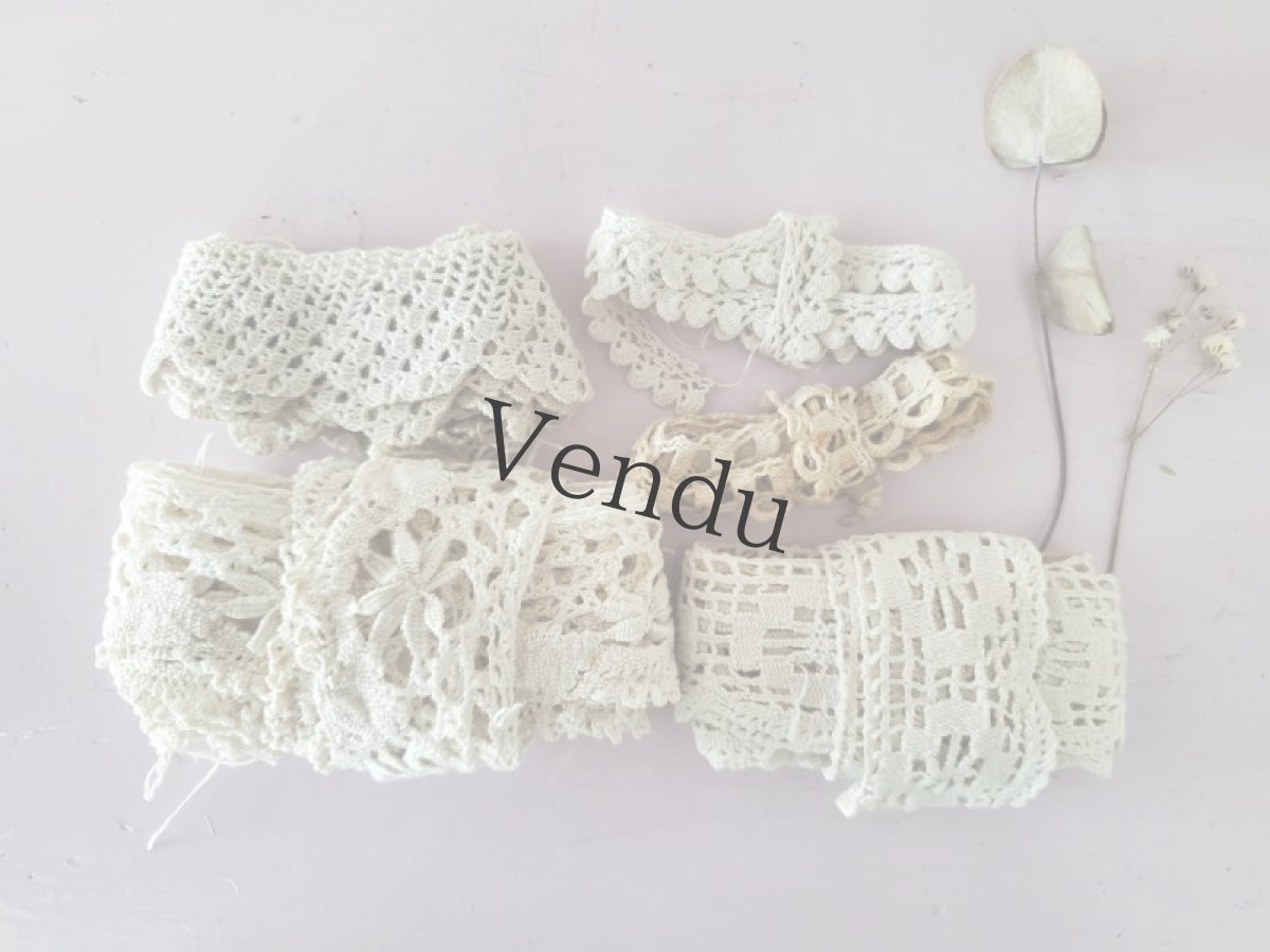 画像5: フランスアンティーク　スカラップレース 3本セット (5)