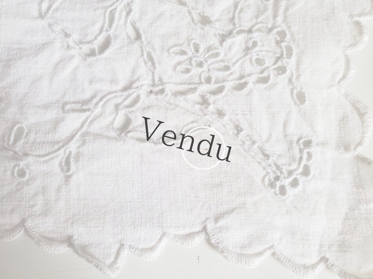 画像5: フランスアンティーク　カットワーク手刺繍のマット　リボンとパニエ (5)