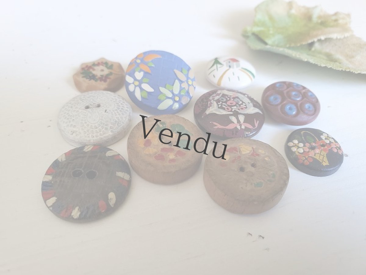 画像2: フランス蚤の市  木製ボタンアソート 10個セット A 16-22mm (2)