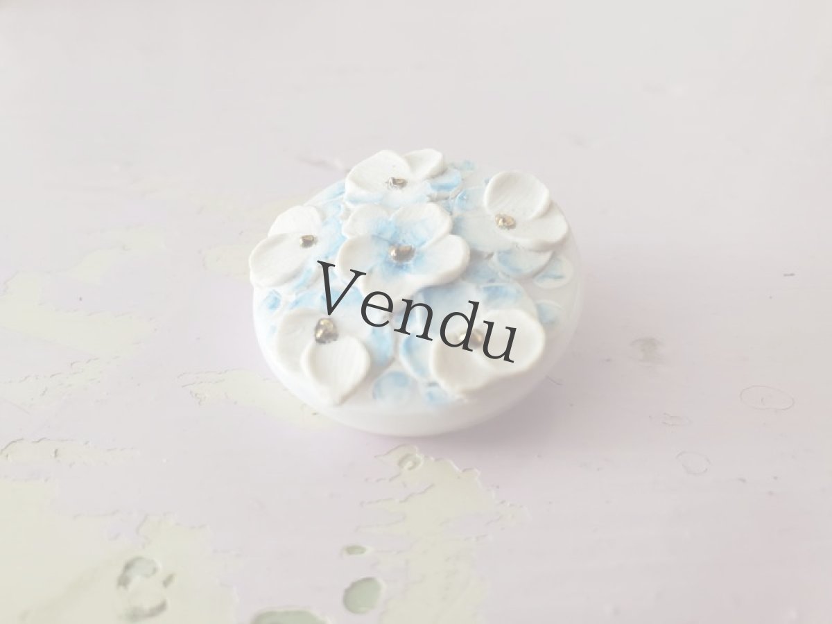 画像2: フランスヴィンテージ  ボタン 紫陽花 27mm (2)