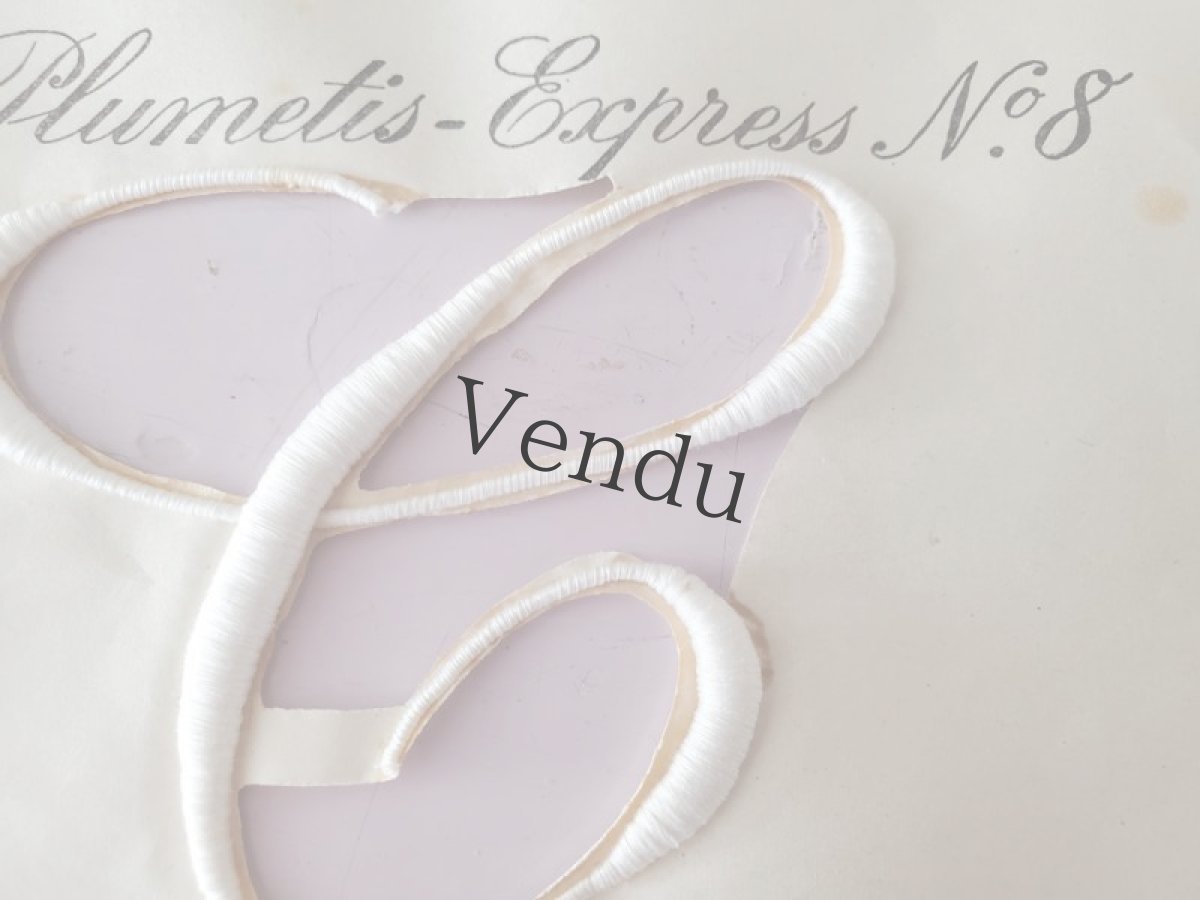画像2: フランスアンティーク　Plumetis-Express 刺繍イニシャルシート "C" No.8 (2)