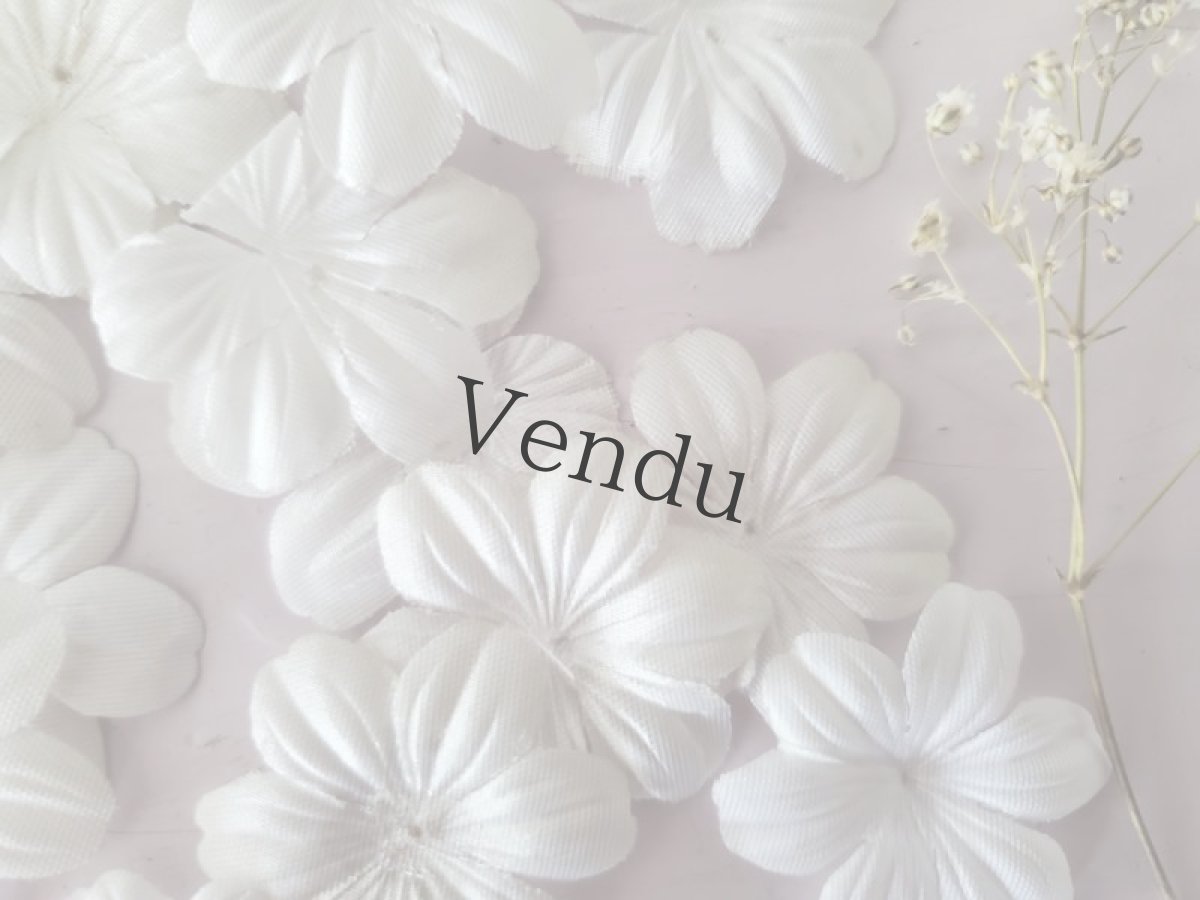 画像3: フランスヴィンテージ　白い布花パーツD 3.4cm 3g (3)