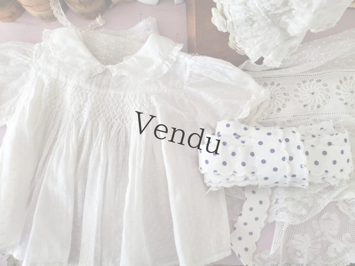 画像8: フランスアンティーク　水玉模様の小さなブラウス (8)