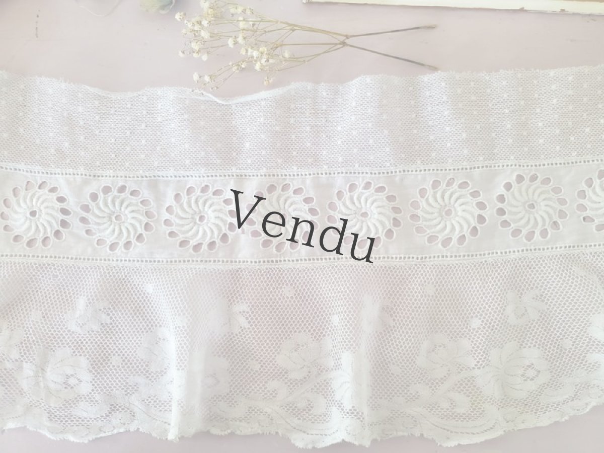 画像2: フランスアンティーク　幅広スカラップレース 183cm (2)