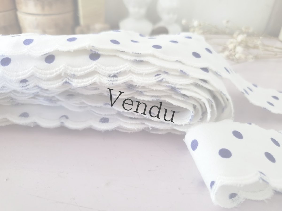 画像4: フランスヴィンテージ　スカラップリボン 水玉 11m (4)