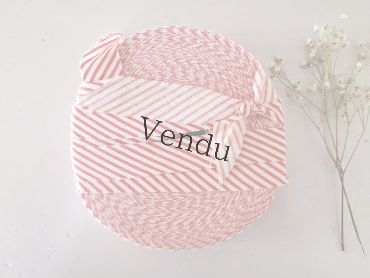 画像3: フランスヴィンテージ　巻きリボン　赤×白ストライプ (3)