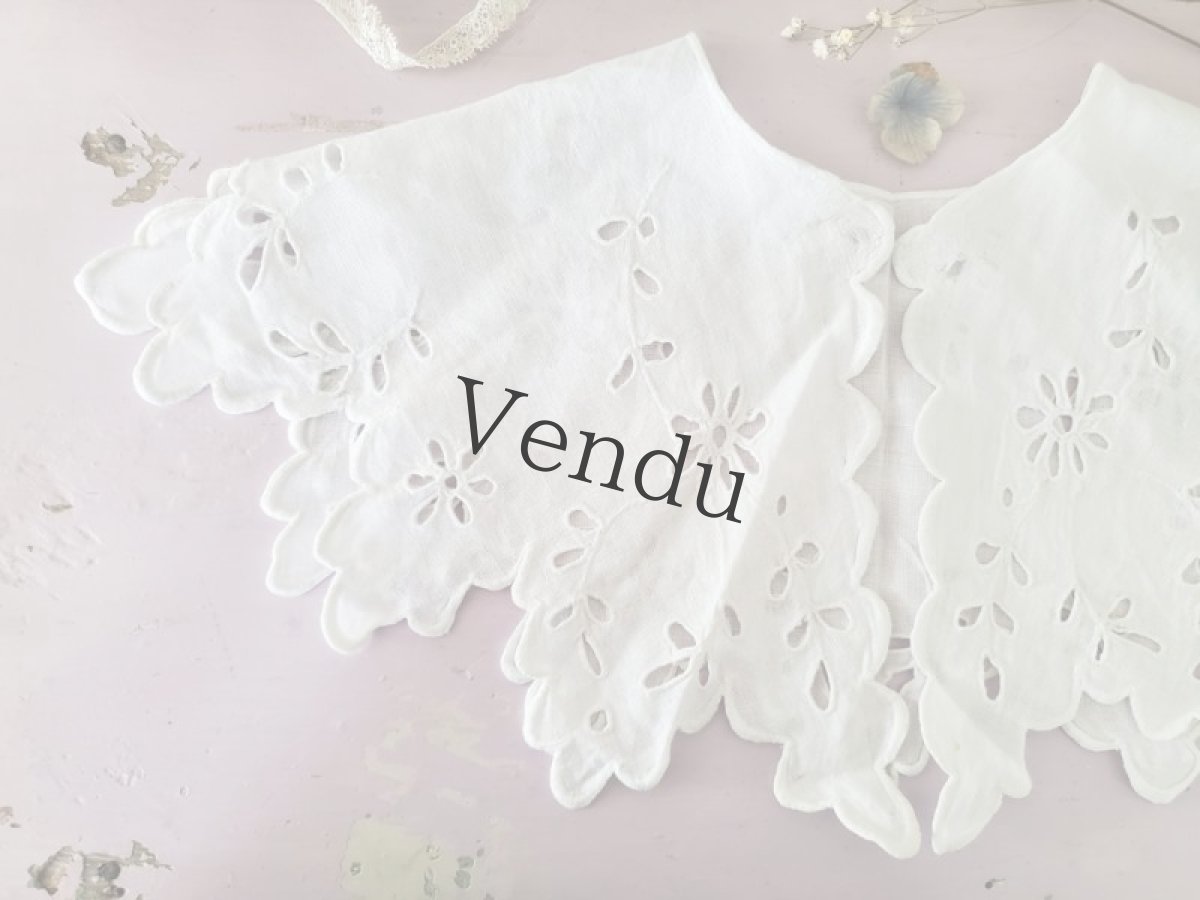 画像2: フランスアンティーク　カットワーク刺繍のつけ襟　ハンドメイド (2)