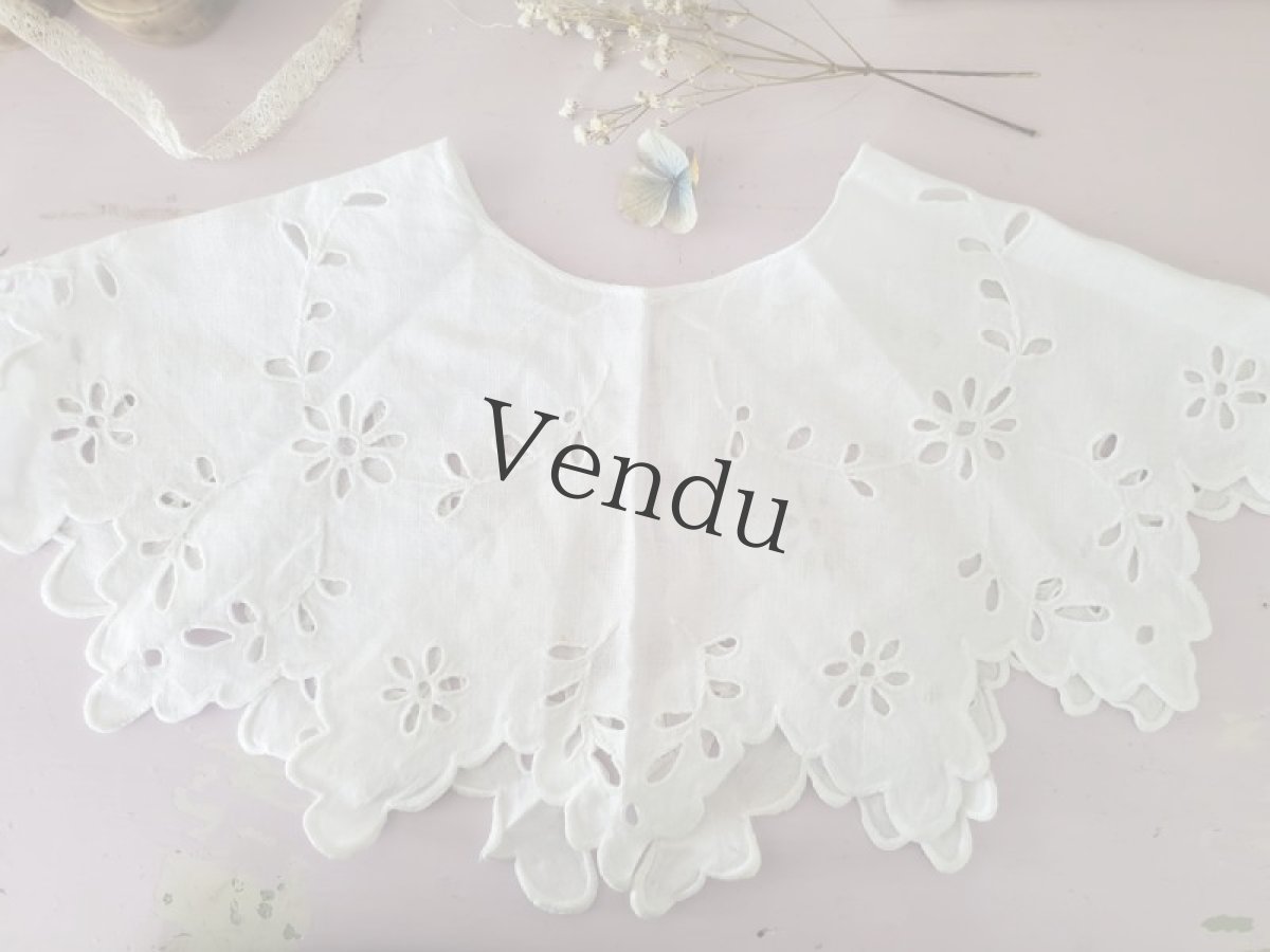 画像3: フランスアンティーク　カットワーク刺繍のつけ襟　ハンドメイド (3)
