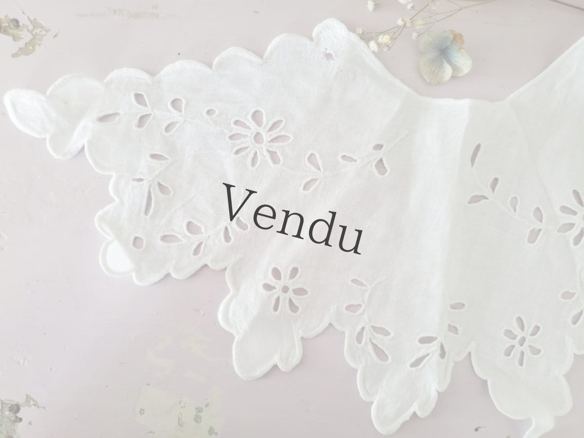 画像4: フランスアンティーク　カットワーク刺繍のつけ襟　ハンドメイド (4)