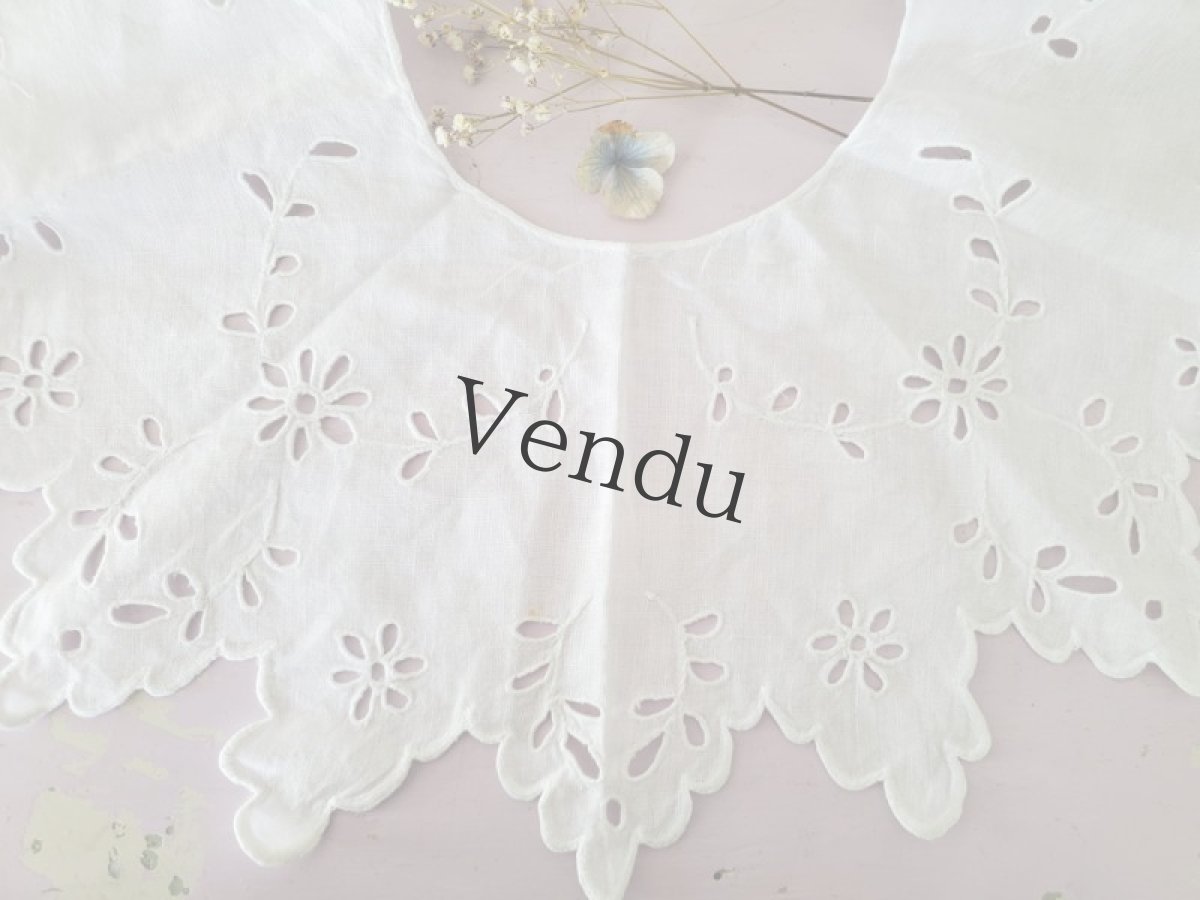 画像5: フランスアンティーク　カットワーク刺繍のつけ襟　ハンドメイド (5)