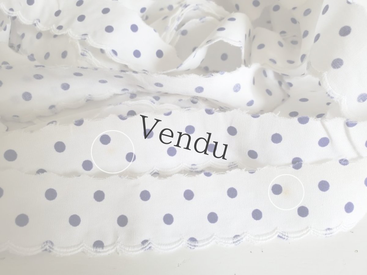 画像6: フランスヴィンテージ　スカラップリボン 水玉 11m (6)