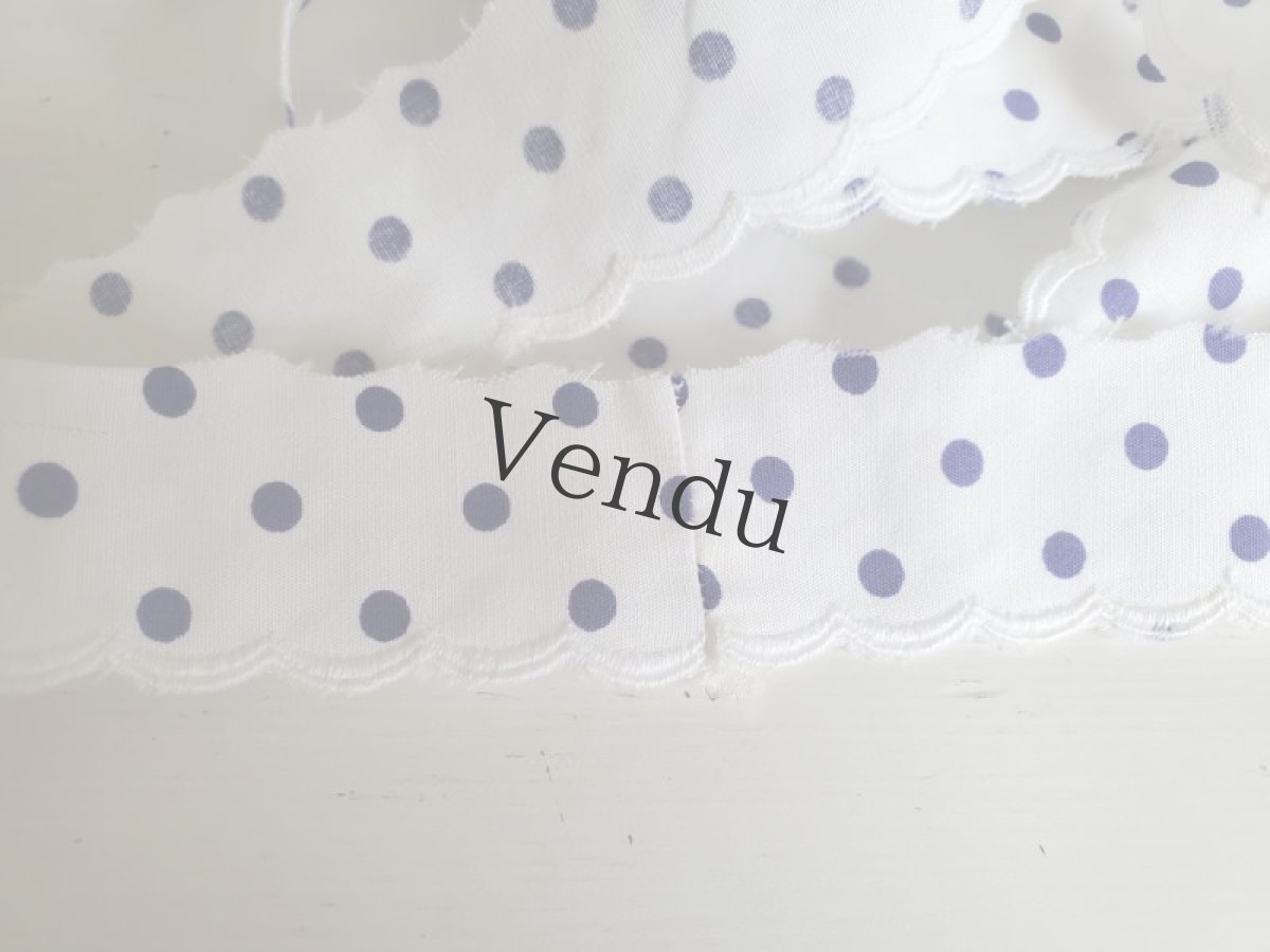 画像5: フランスヴィンテージ　スカラップリボン 水玉 11m (5)