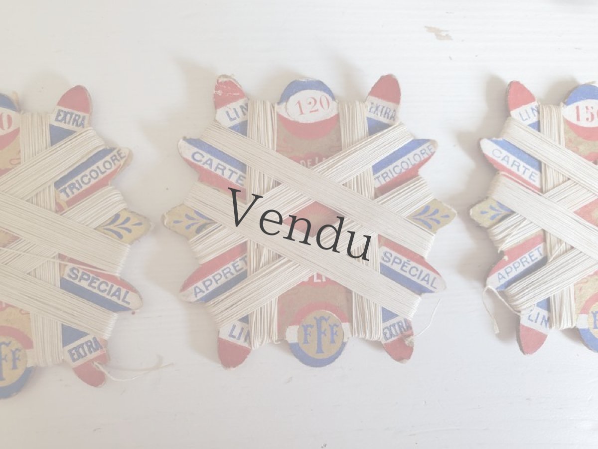 画像3: フランスアンティーク リネン糸巻き FFF CARTE TRICOLORE 100-150 (3)