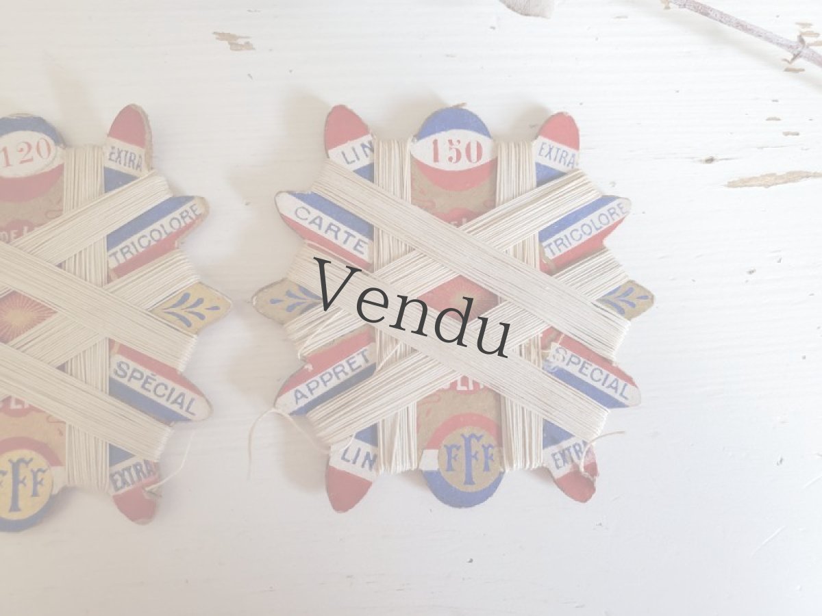 画像4: フランスアンティーク リネン糸巻き FFF CARTE TRICOLORE 100-150 (4)