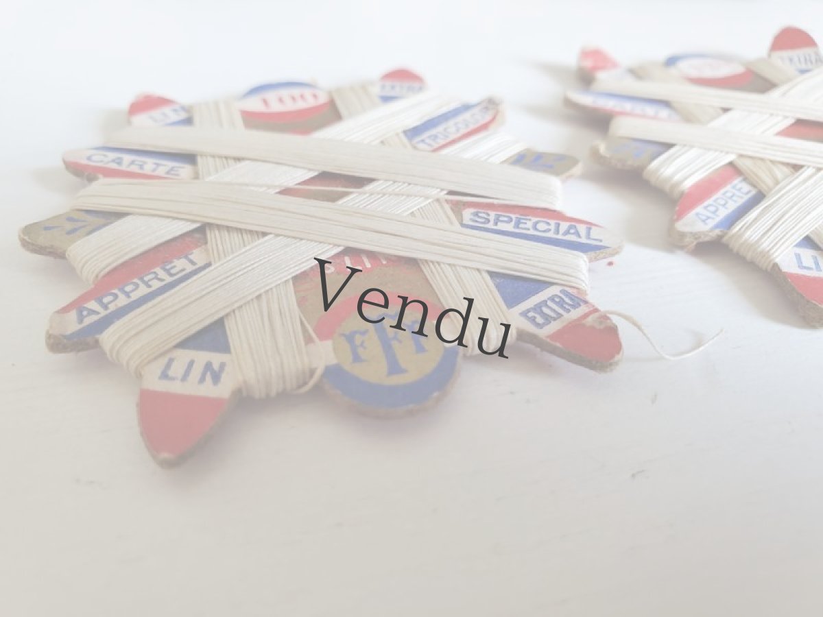画像5: フランスアンティーク リネン糸巻き FFF CARTE TRICOLORE 100-150 (5)
