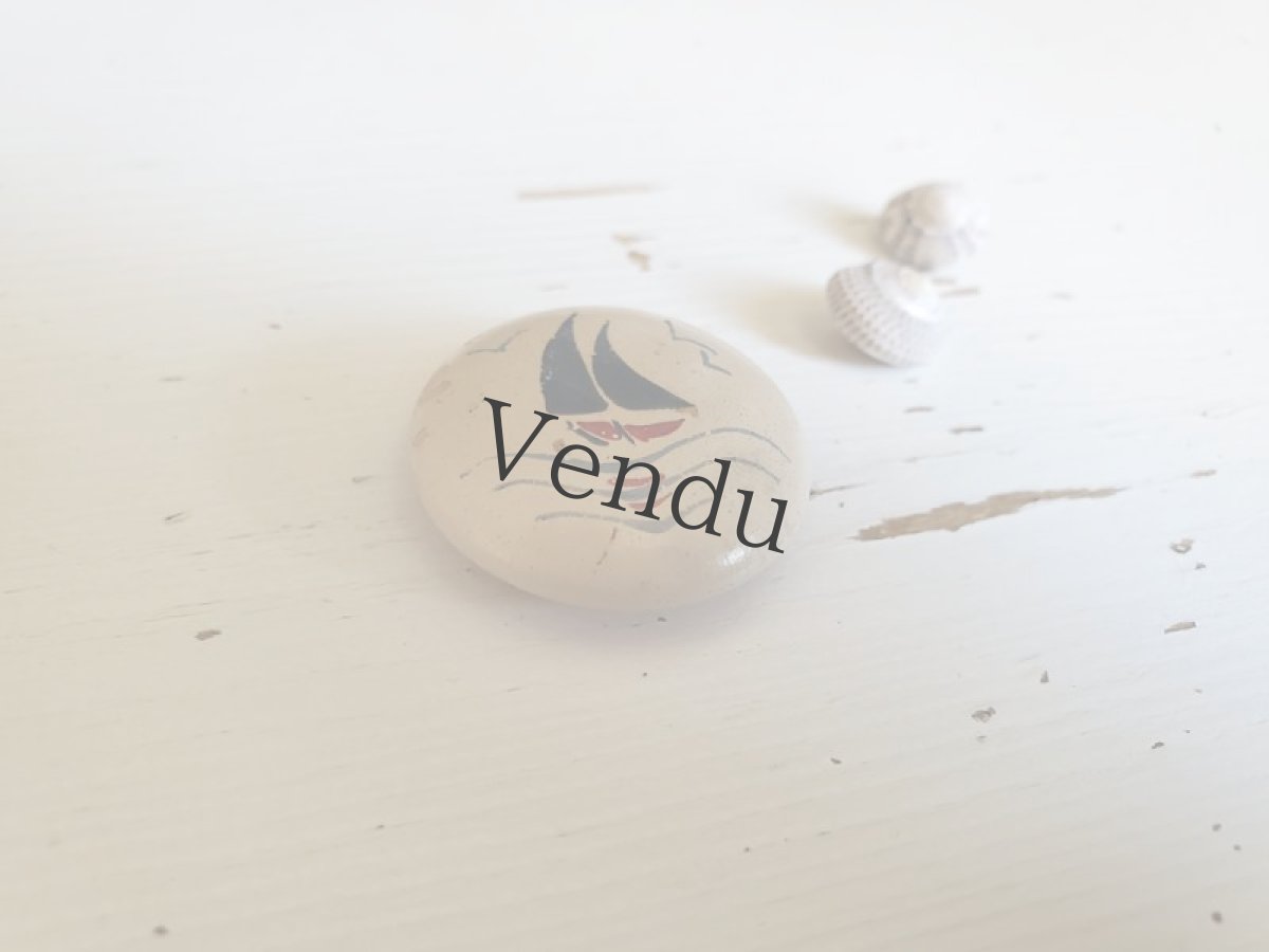 画像2: フランスヴィンテージ  木製ペイントボタン ヨット 26mm (2)