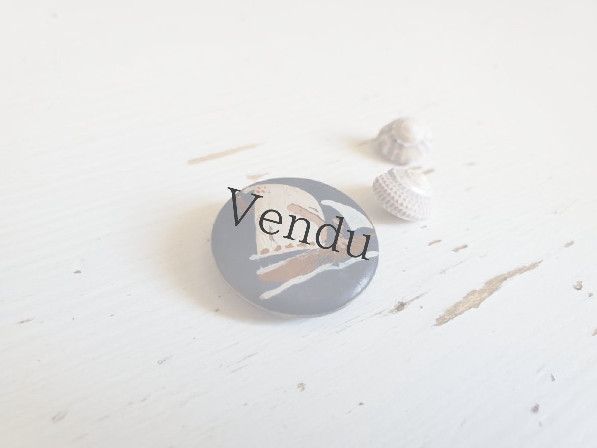 画像2: フランスヴィンテージ  木製ペイントボタン ヨット 22mm (2)