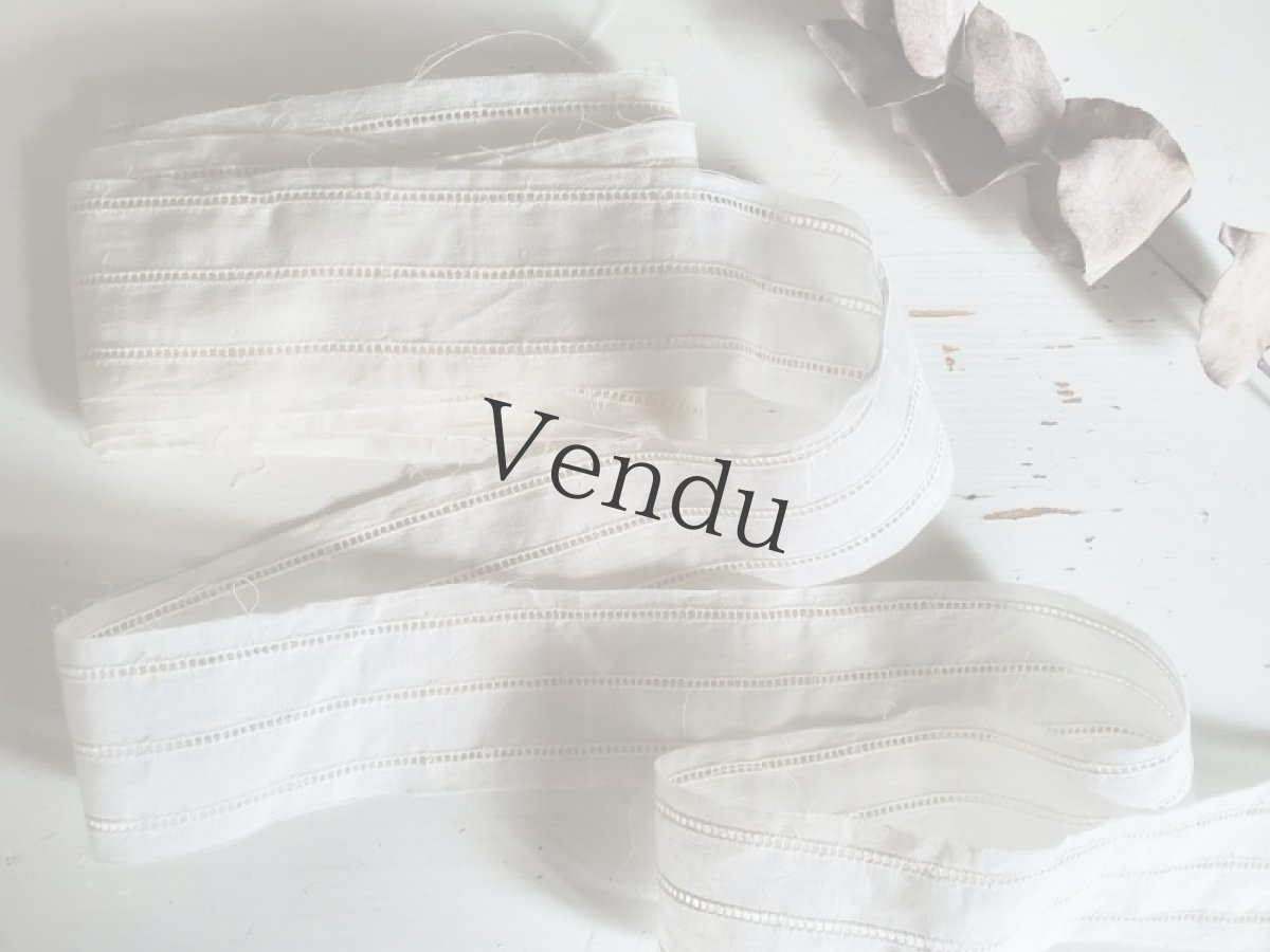 画像4: フランス 1900-1920年  コットンシンプルレースブレード 100cm〜 (4)