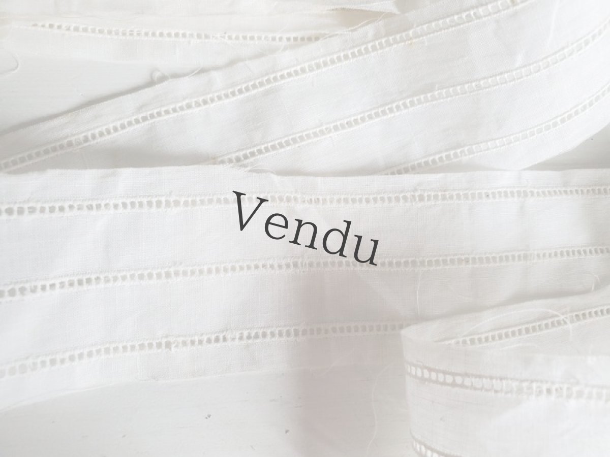 画像5: フランス 1900-1920年  コットンシンプルレースブレード 100cm〜 (5)