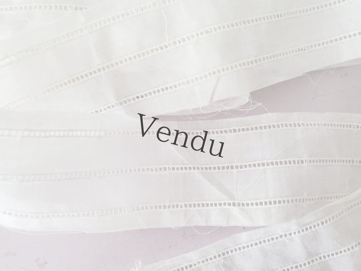 画像2: フランス 1900-1920年  コットンシンプルレースブレード 100cm〜 (2)