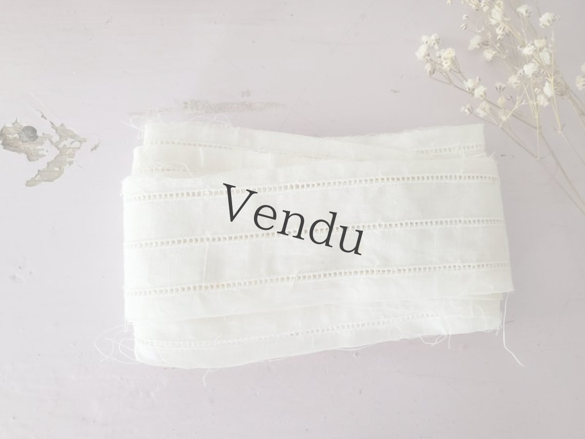 画像3: フランス 1900-1920年  コットンシンプルレースブレード 100cm〜 (3)