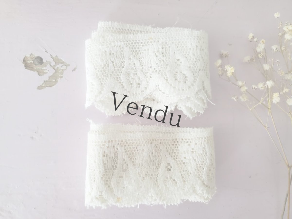 画像3: フランスヴィンテージ　スカラップレース 2本セット (3)