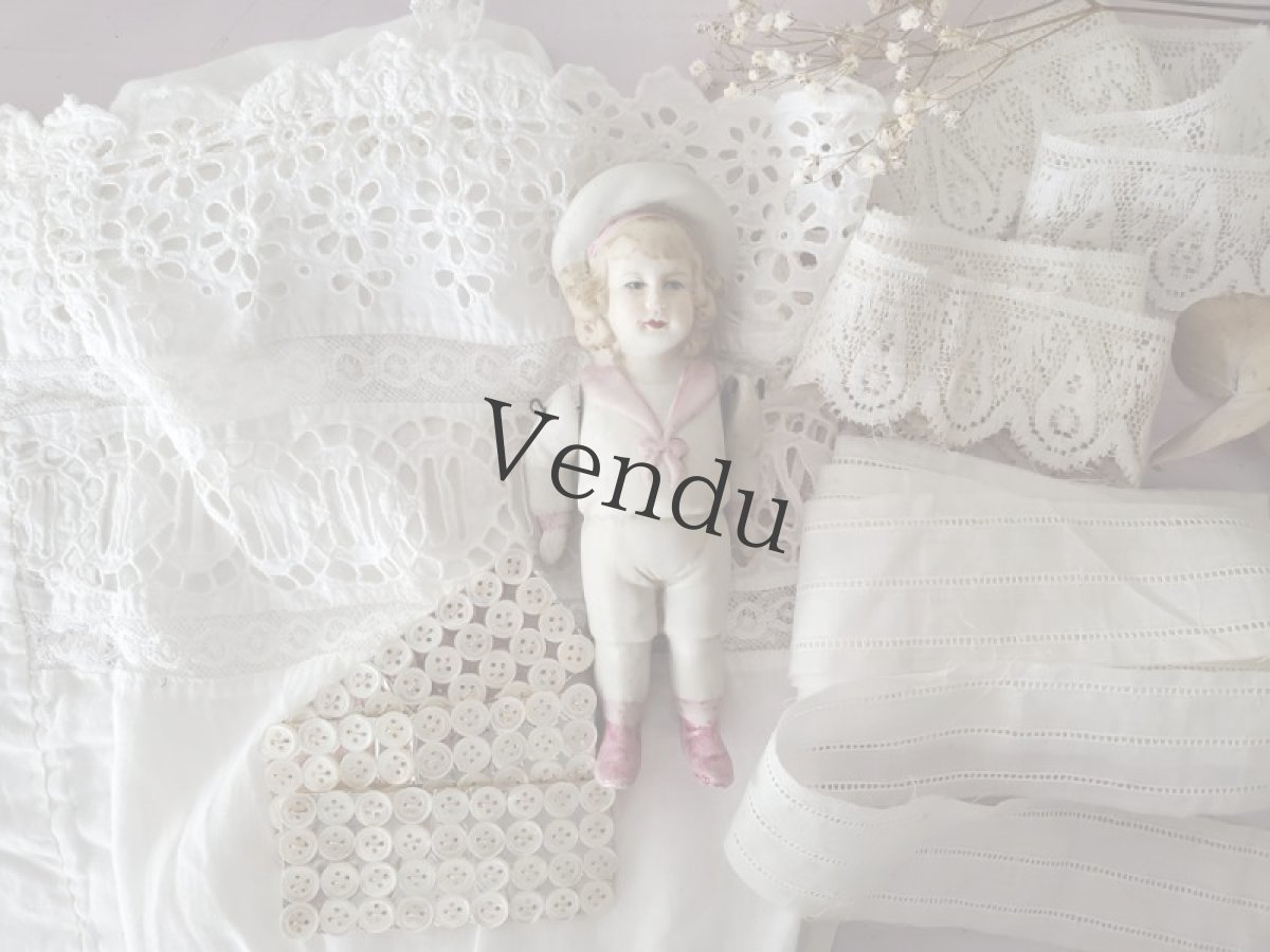 画像8: フランス 1900-1920年  コットンシンプルレースブレード 100cm〜 (8)