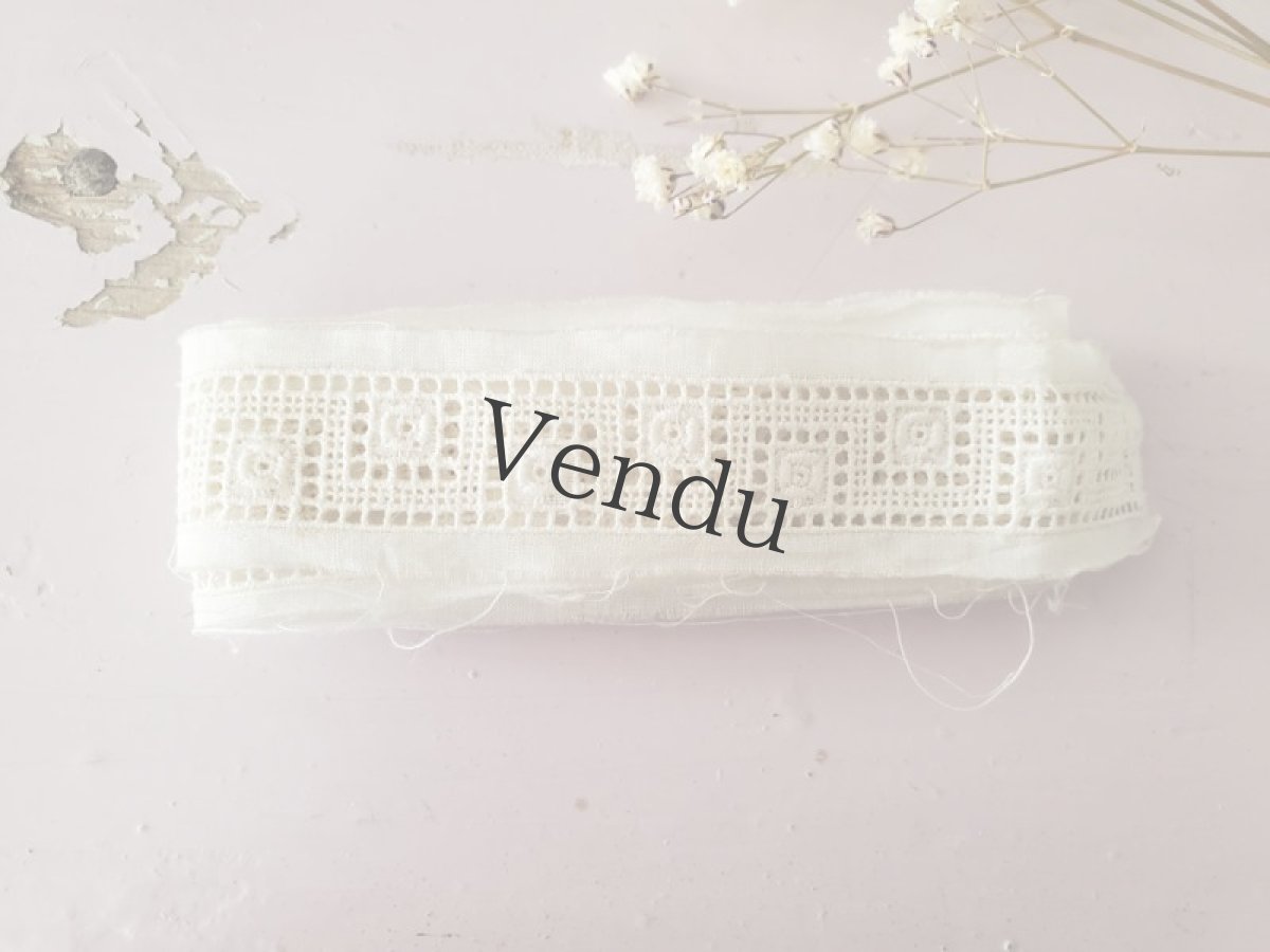 画像3: フランス 1900-1920年 コットン刺繍レースブレード 119cm (3)