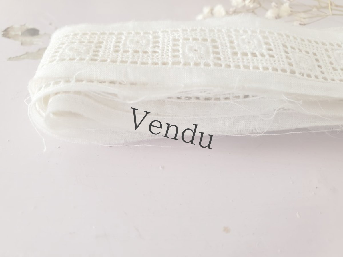 画像4: フランス 1900-1920年 コットン刺繍レースブレード 119cm (4)