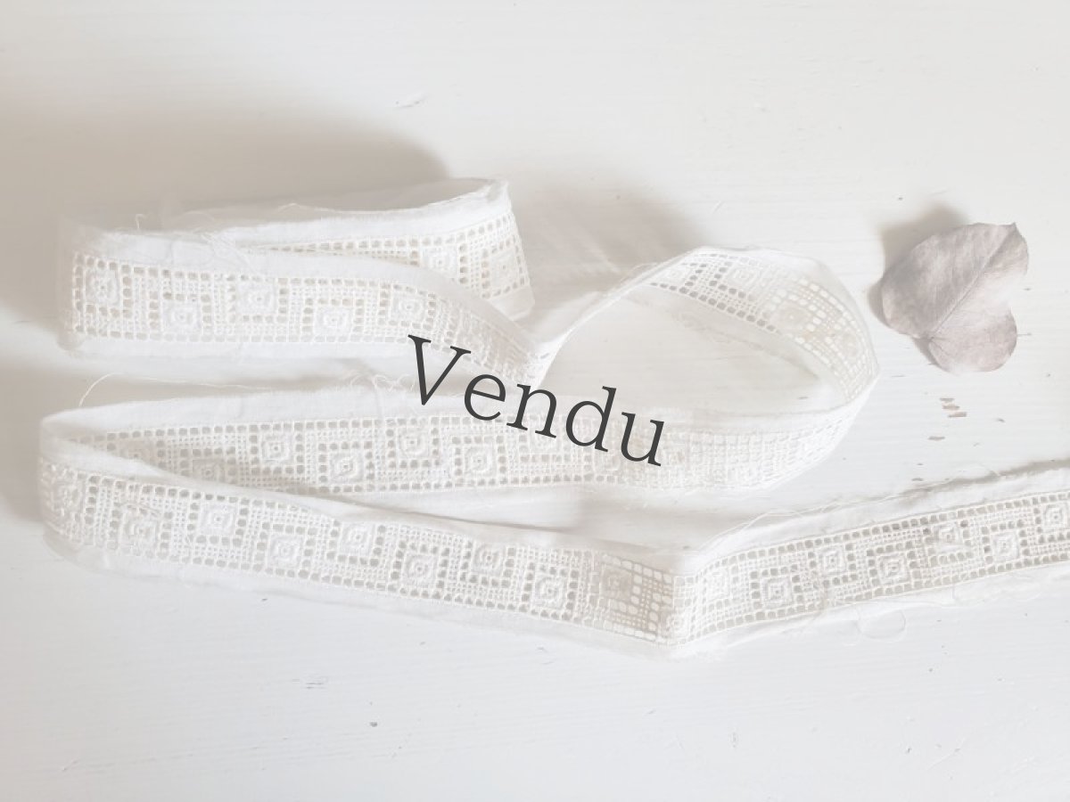 画像5: フランス 1900-1920年 コットン刺繍レースブレード 119cm (5)