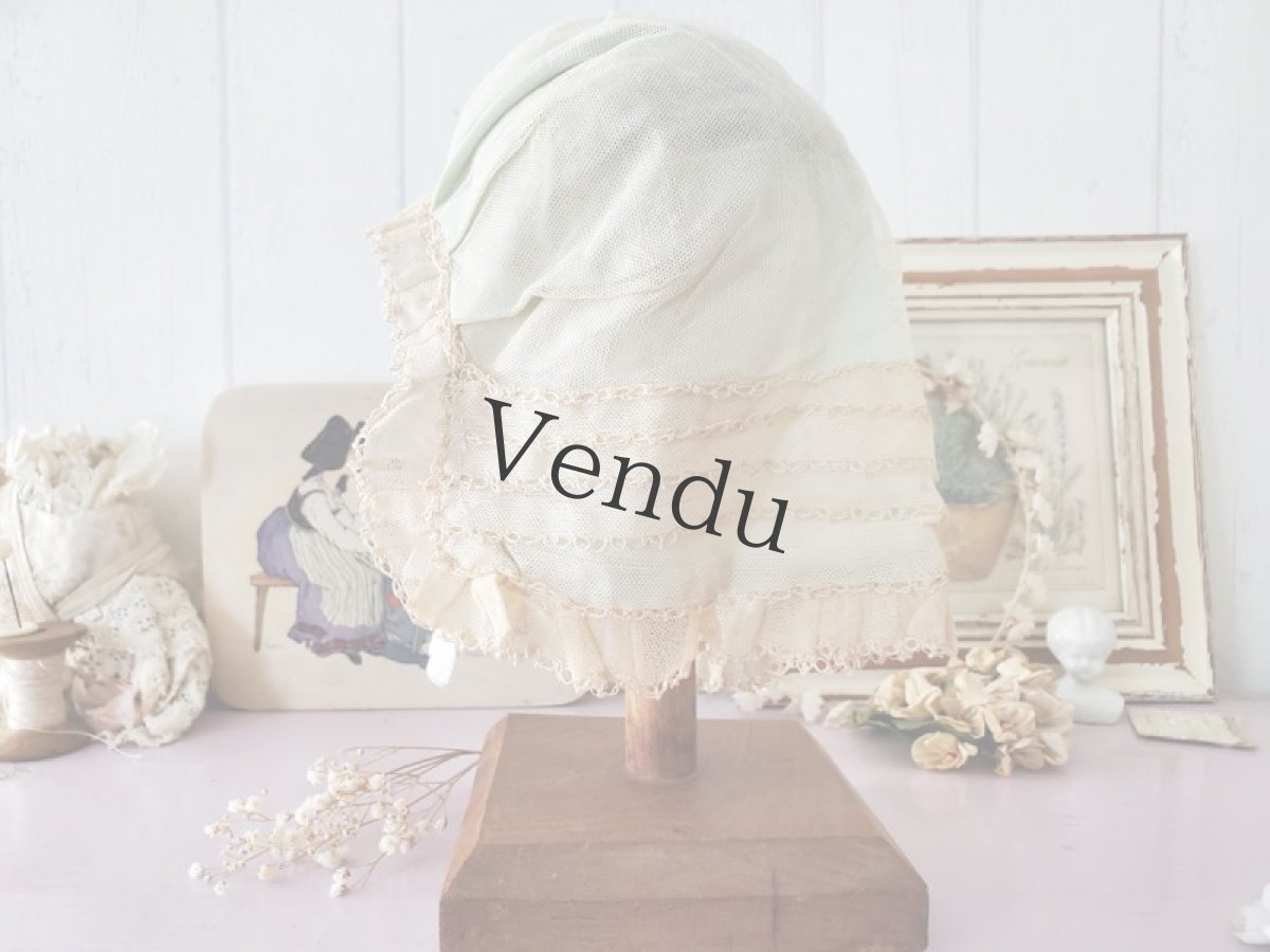 画像5: フランスアンティーク　水色のちいさなボネ (5)