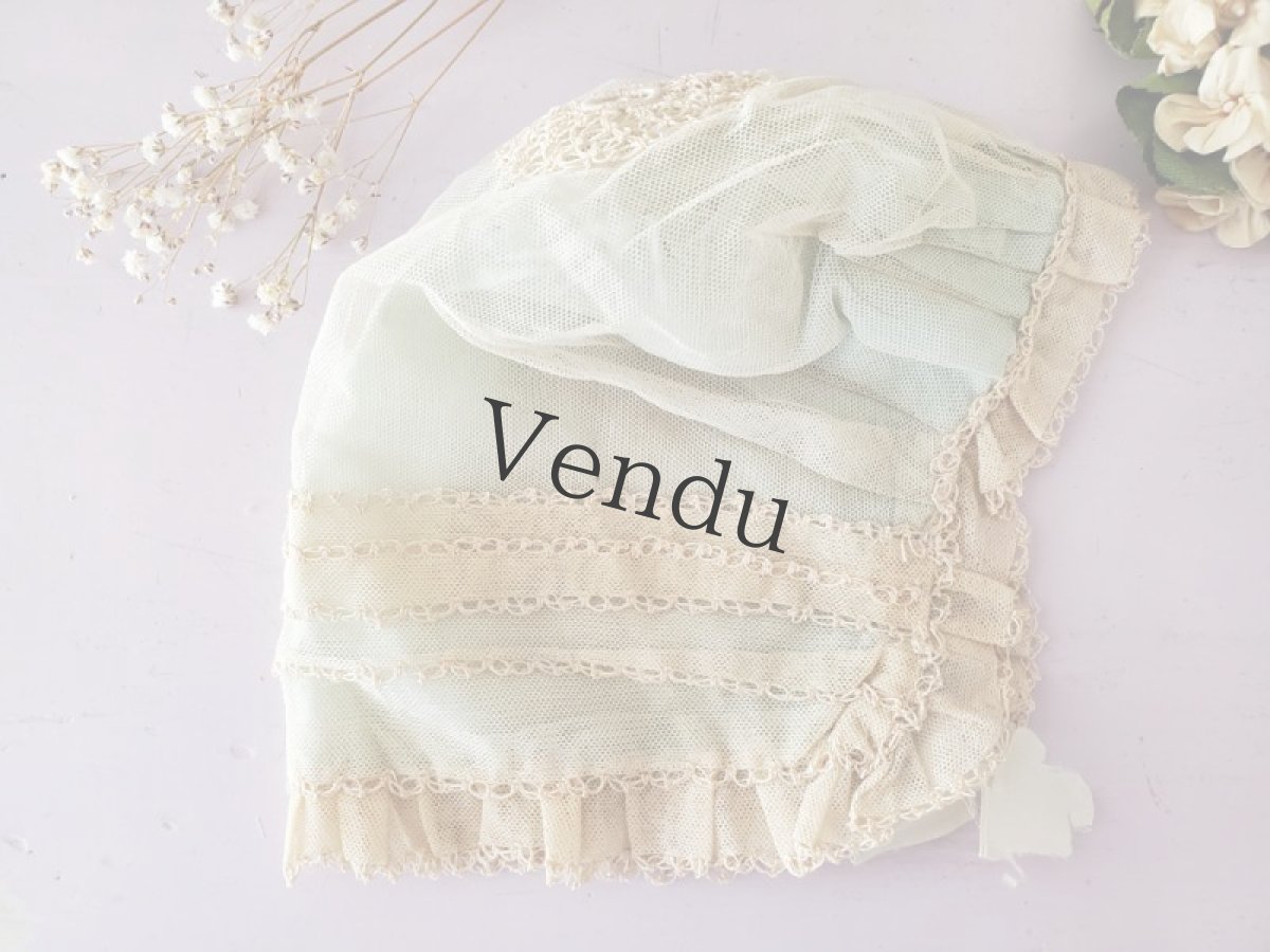 画像2: フランスアンティーク　水色のちいさなボネ (2)