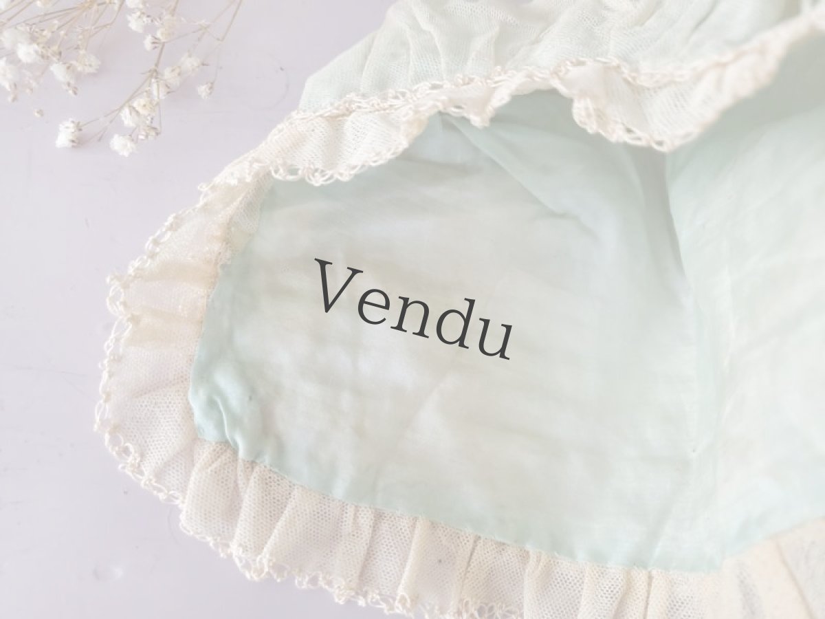 画像9: フランスアンティーク　水色のちいさなボネ (9)